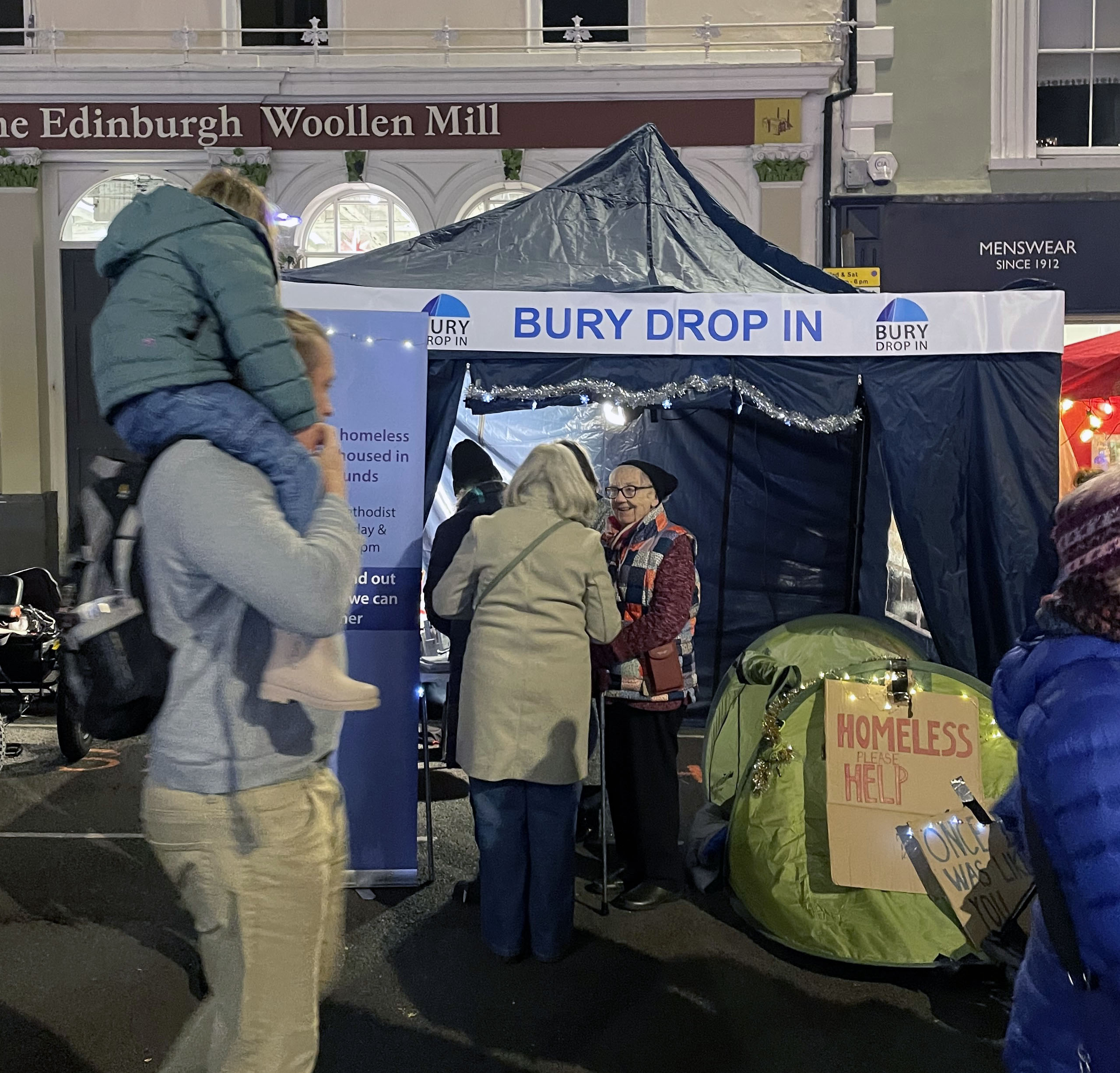 Volunteers chatting to the public during the Christmas lights switch on event.